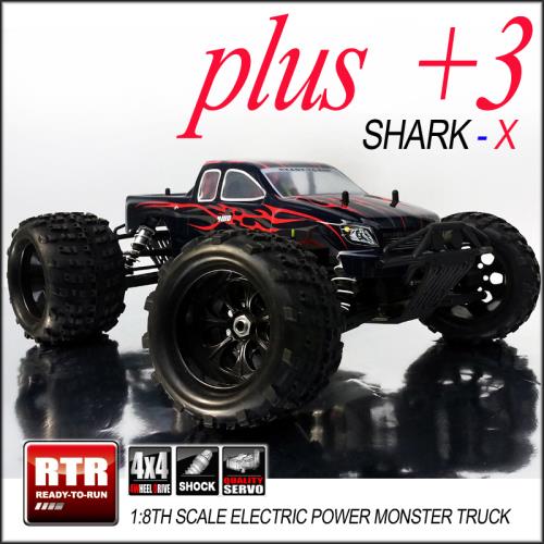 1:8 샤크-X PLUS 3 픽업[레드] 출력업+생활방수 튠업버젼~!!(샤크엑스~플러스3) 샤크X 입문용 rc카 전동 무선 자동차 몬스터 트럭bes7
