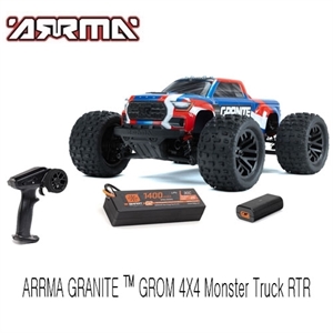 ARA2102T1 1/18 GRANITE GROM MEGA 380 브러시드 4X4 몬스터 트럭 RTR (배터리 및 충전기 포함, 파란색)
