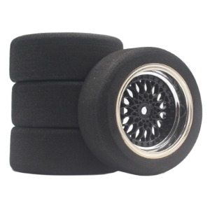 948663 1/10 투어링 스펀지 휠타이어 (크롬/블랙) 68mm (오프셋 +3mm) 한대분 (4개) 미본딩  Form Tire &amp; Wheel