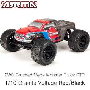 ARA102727T3 ARRMA 1/10 Granite Voltage 2WD Brushed Mega Monster Truck RTR,Red/Black 조종기,충전기,배터리 포함 풀세트