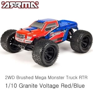 ARA102727T1 ARRMA 1/10 Granite Voltage 2WD Brushed Mega Monster Truck RTR, Red/Blue 조종기,충전기,배터리 포함 풀세트