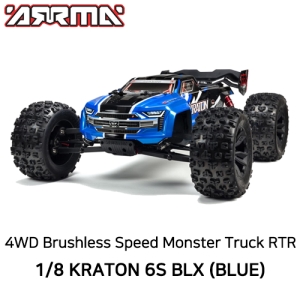 ARA8608V5T2 V5 ARRMA 1:8 KRATON 6S V5 4WD BLX Speed Monster Truck with Spektrum Firma RTR, Blue