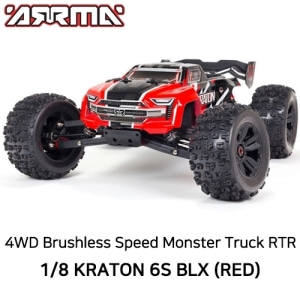 ARA8608V5T1 V5 ARRMA 1:8 KRATON 6S V5 4WD BLX Speed Monster Truck with Spektrum Firma RTR, Red