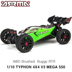 ARA4206V3 1/10 TYPHON 4X4 V3 MEGA 550 Brushed Buggy RTR, Green