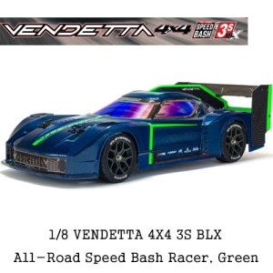 ARA4319V3T2  1/8 VENDETTA 4X4 3S BLX Brushless All-Road Speed Bash Racer, Blue