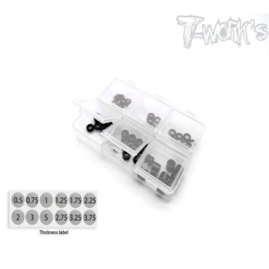 TA-140BK Aluminum 3mm Bore Washer Set ( Black ) 0.5, 0.75 ,1,2 ,3 ,5mm Each 10pcs.