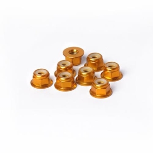 KOSN1004GD M4 Aluminum Flanged Nylon Lock Nuts Gold (w/container) (8)