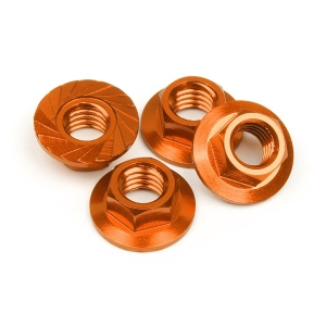 (938705) M4 Aluminum Serrated Lock Nuts 4pcs Orange