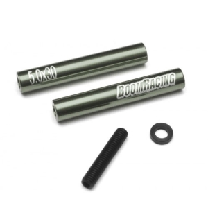 BRQL5030GM Threaded Aluminum Link Pipe Rod 5x30mm (2)  w/3x16 Set Screws(4) &amp; Derlin Spaces Gun Metal(4)