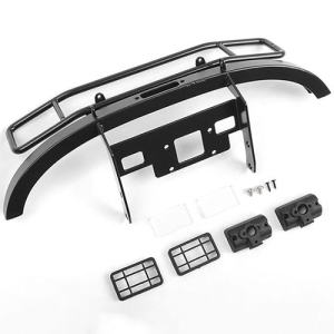 VVV-C0934 Ranch Steel Front Winch Bumper w/ Lights for Axial 1/10 SCX10 II UMG10 (Black)