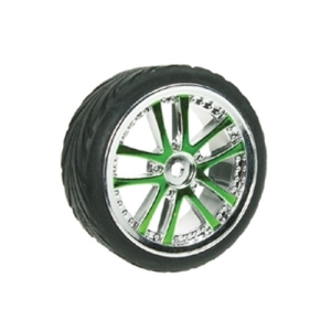 WH-03/GR 5 Dual Spoke Rim &amp; Tyre Set On Road (0 Offset - 24mm) 4pcs- Green