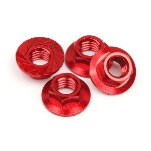 (938707) M4 Aluminum Serrated Lock Nuts 4pcs Red
