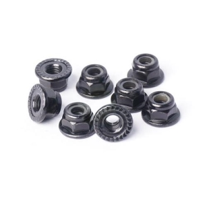 KOSN1014 M4 Steel Serrated Flanged Nylon Lock Nuts Black (w/container) (8)