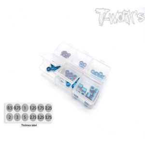 TA-140-TB Aluminum 3mm Bore Washer Set ( Tamiya Blue ) 0.5, 0.75 ,1,2 ,3 ,5mm Each 10pcs