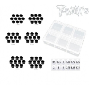 TA-139BK Aluminum 3mm Bore Washer Set B ( Black ) 1.25.1.75,2.25,2.75,3.25,3.75mm Each 10pcs