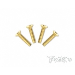 GSS-420C 4x20mm Gold Plated Hex. Countersink Steel Screws（4pcs.) (#GSS-420C)