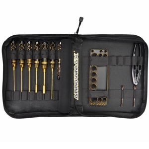 AM-199445   AM Toolset For 1/10 Electric Touring Cars (11pcs) With Tools Bag Black Golden