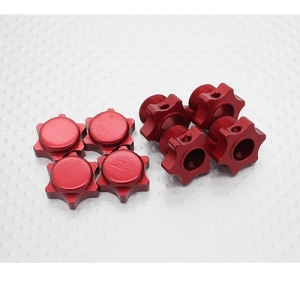 1/8 Scale Aluminum Hex Hub Set - Red (4PC)