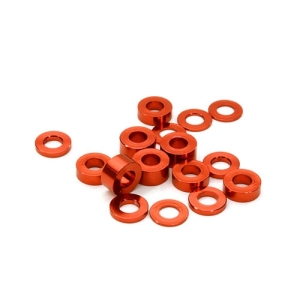 C26777RED Billet Machined 16pcs Aluminum M3x6 Washer Spacer (0.5, 1.0, 2.0, 3.0mm)