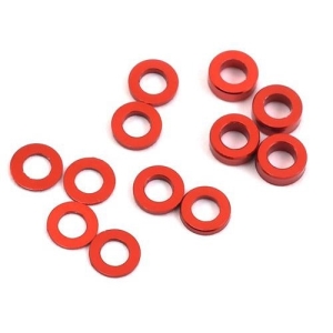 (볼스터드 와셔) ProTek RC Aluminum Ball Stud Washer Set (Red) (12) (0.5mm, 1.0mm &amp; 2.0mm)