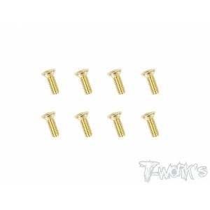 GSS-2508C 2.5x8mm Gold Plated Steel Hex. Countersink Screws（8pcs.）