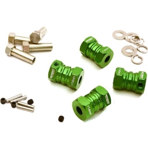 C27013GREEN [4개] 12mm Hex Wheel (4) Hub +14mm Offset for 1/10 Scale Truck &amp; Buggy