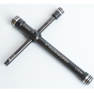 KOS13261 Glow Plug/Clutch Nut Cross Wrench (Nut 7, 8, 10mm &amp; Hex 5mm)