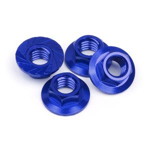 (938680) M4 Aluminum Serrated Lock Nuts 4pcs Blue