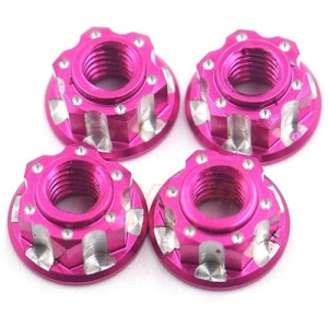 SDY-0164PK Slidelogy Aluminium 4mm Serrated Lock Nut 4 pcs Pink