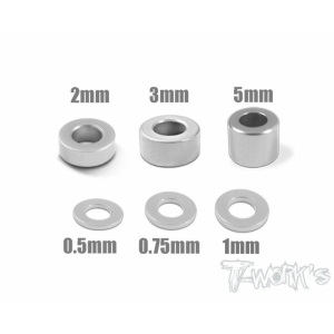 TA-012S Aluminum 3mm Bore Washer Set (Silver) 0.5, 0.75 ,1 ,2 ,3 ,5mm each 4pcs.