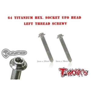 TSS-318LU-5 3x18mm 64 Titanium Hex. Socket UFO Head Left Thread Screw ( 5pcs.)