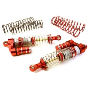 C27020RED Machined Piggyback Shock (2) for Axial 1/10 SCX10 II Scale Crawler (L=95mm) (Red)