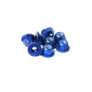 KOSN1008 M3 Aluminum Flanged Nylon Lock Nuts Blue (w/container) (8)