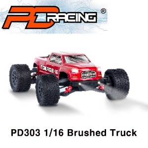 (PD303-R) 1/16 Brushed Truck TK-16 트럭 ,40km/h+ , 레드색 바디,조종기,USB충전기,배터리 포함 풀세트